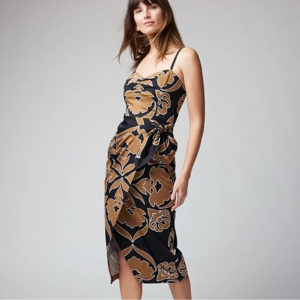 White House Black Market Cotton Sateen Faux Wrap Dress